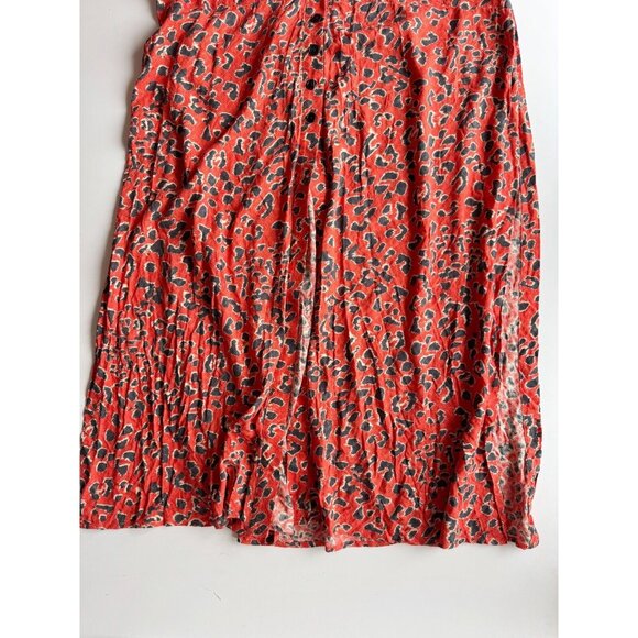 FREE PEOPLE C'est Moi Orange Leopard Printed Long Duster Maxi Blouse Top, Size M - Picture 9 of 15